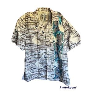 Mens Mauka Clothing Button Up Short Sleeve Hawaiian Camp Shirt L/XL